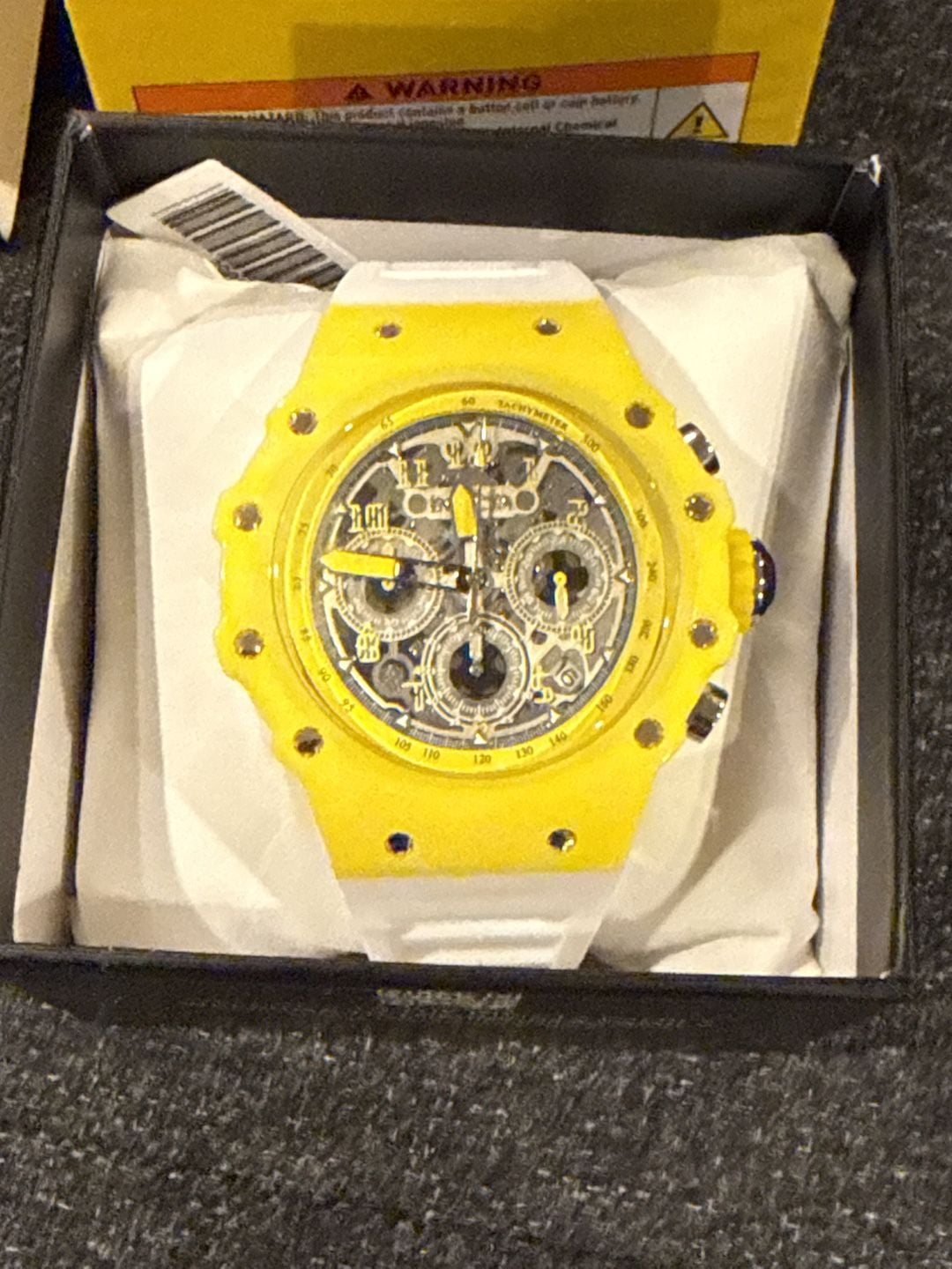 Invicta Racing 69686 Mens Chronograph Yellow Dial White Polyurethane Strap Watch